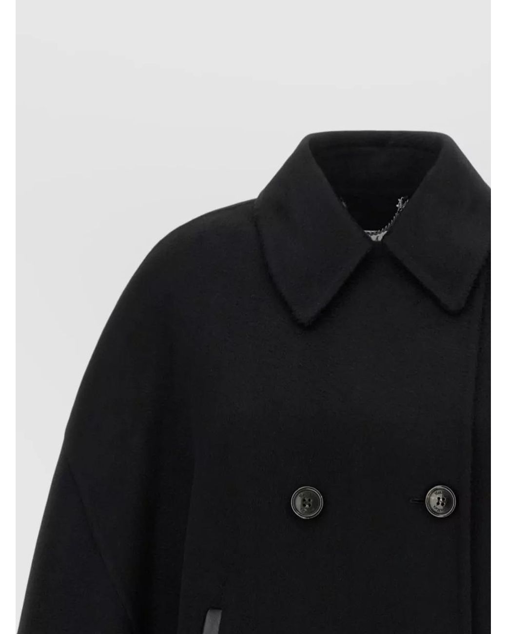 Max Mara Black Cashmere Double Breasted Cape