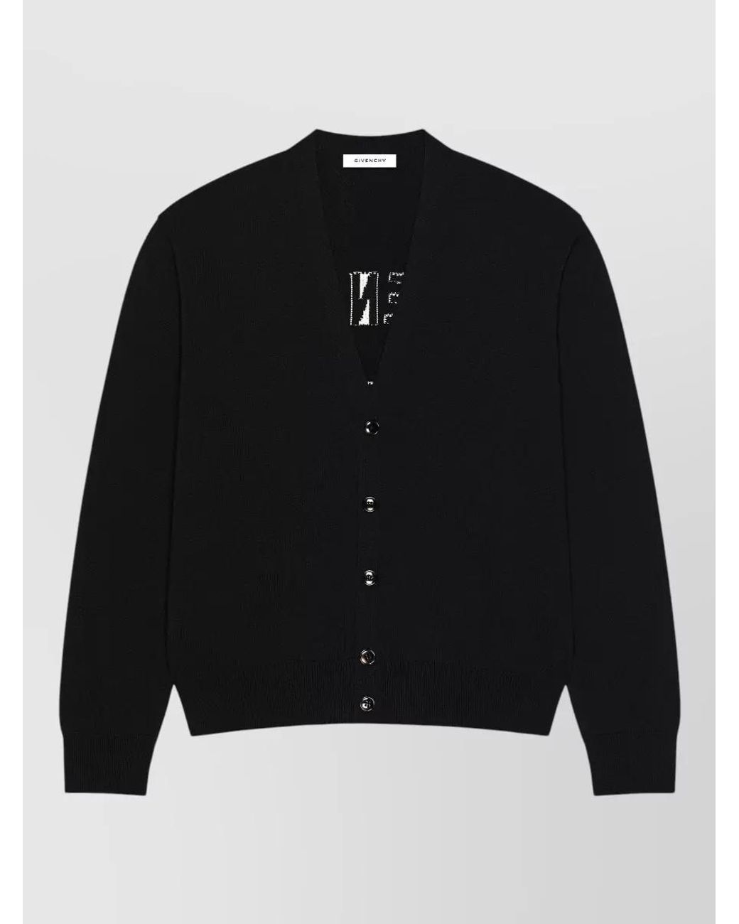 Givenchy Black Fine-Knit V-Neck Cardigan for men