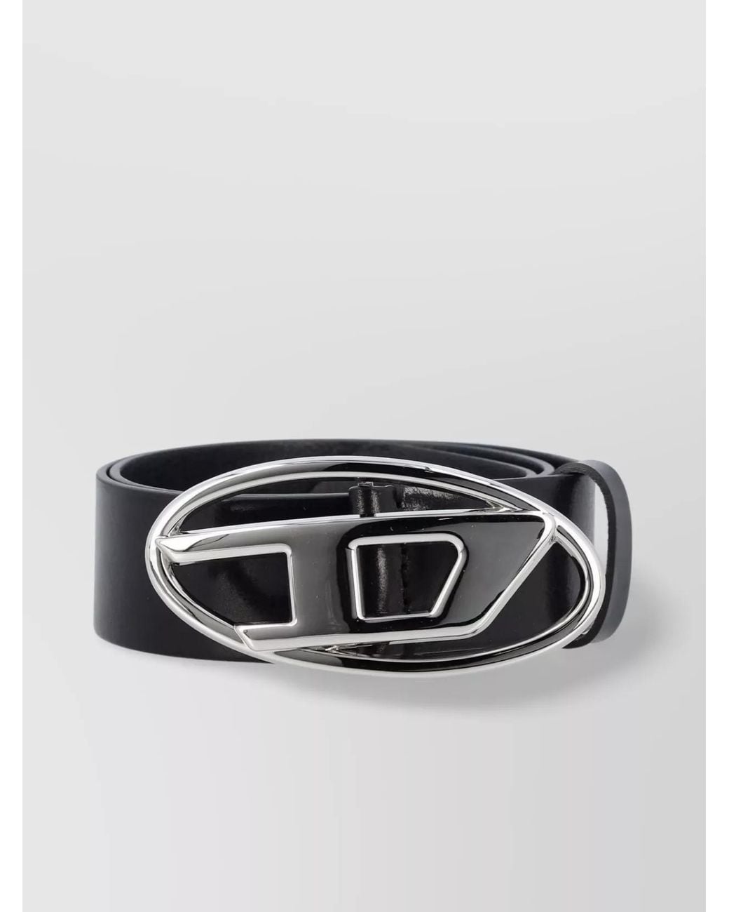 DIESEL Metallic Calf Leather Logo-Buckle Belt