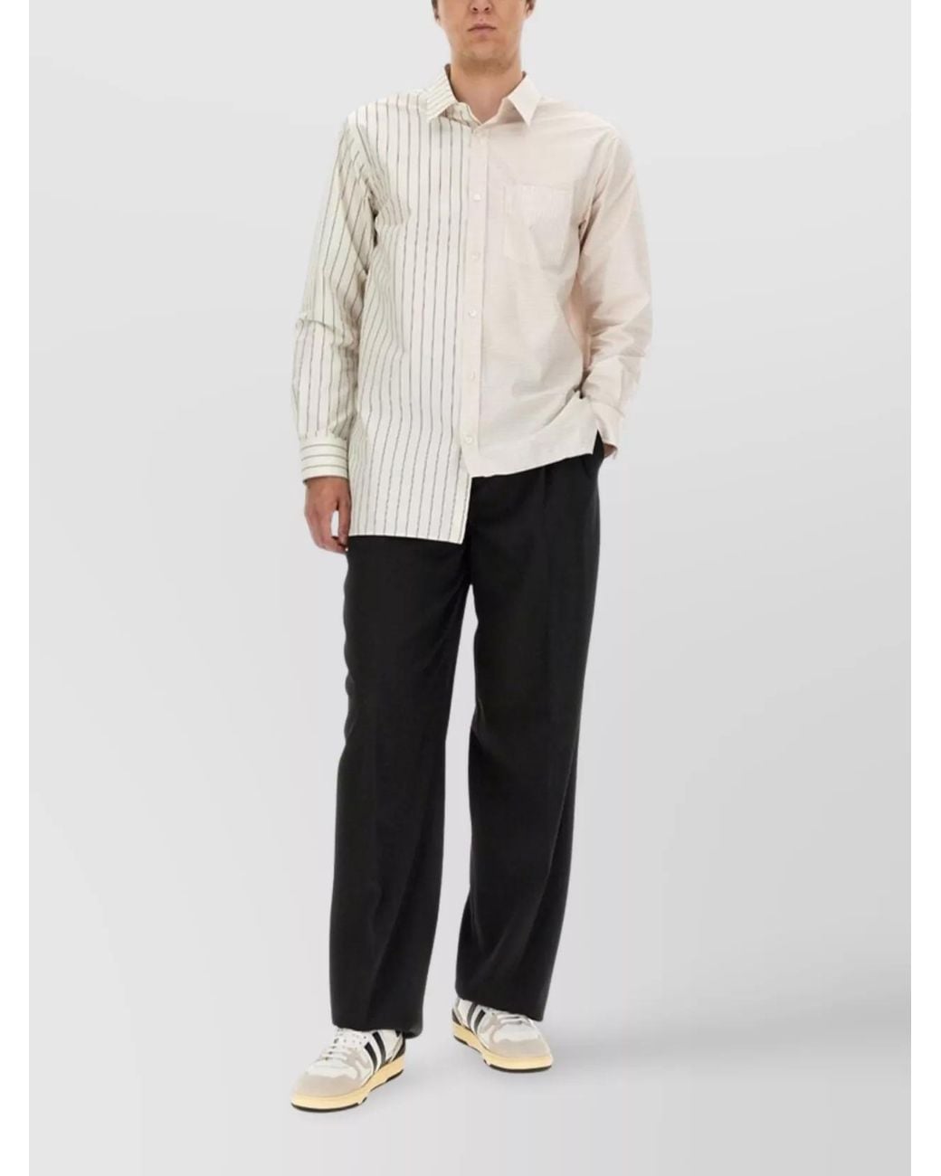 Lanvin Black Wool Wide-Leg Trousers for men