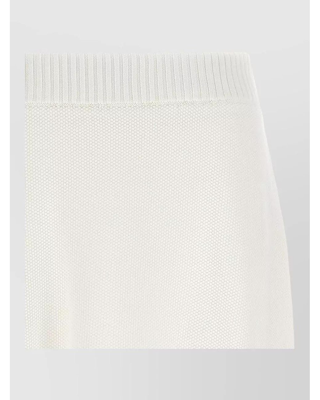 Brunello Cucinelli Natural Piqué-Knit Ribbed-Waist Striped-Hem Mini Skirt