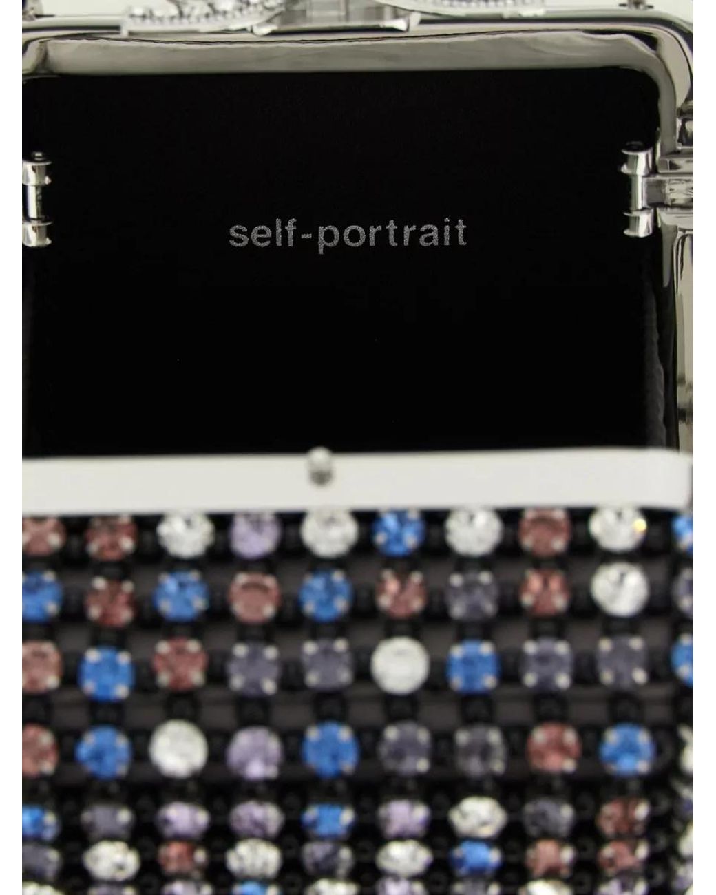 Self-Portrait White The Bow Crystal-Embellished Clutch Bag