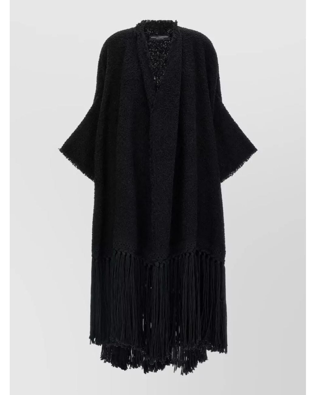Dolce & Gabbana Black Bouclé Oversized Cape