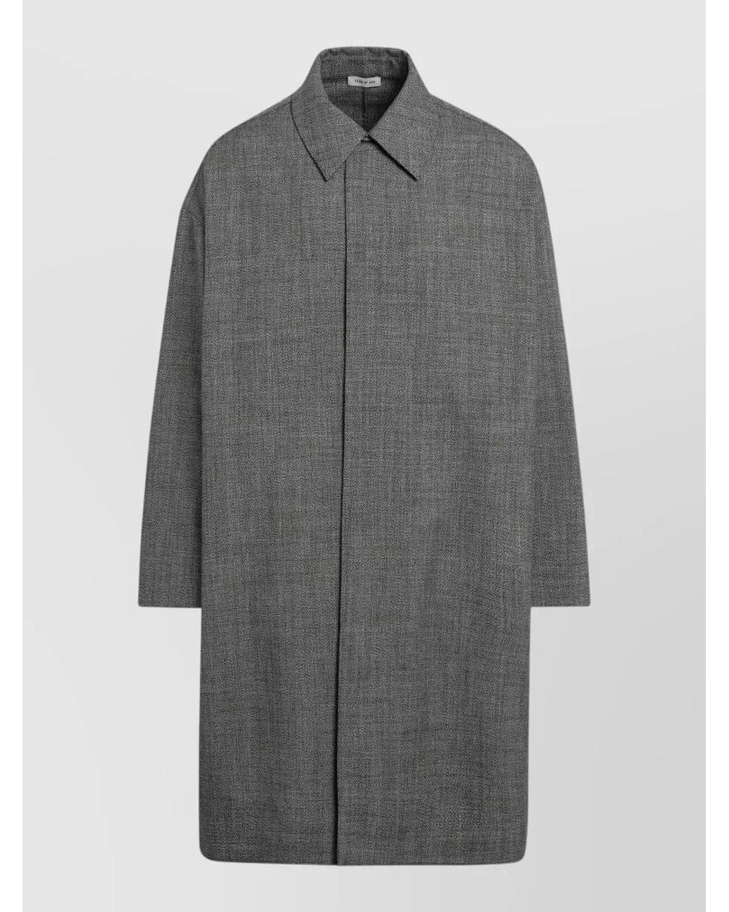 Fear Of God Long Collared Jacket Raglan Sleeves Vented Back in Grey for ...