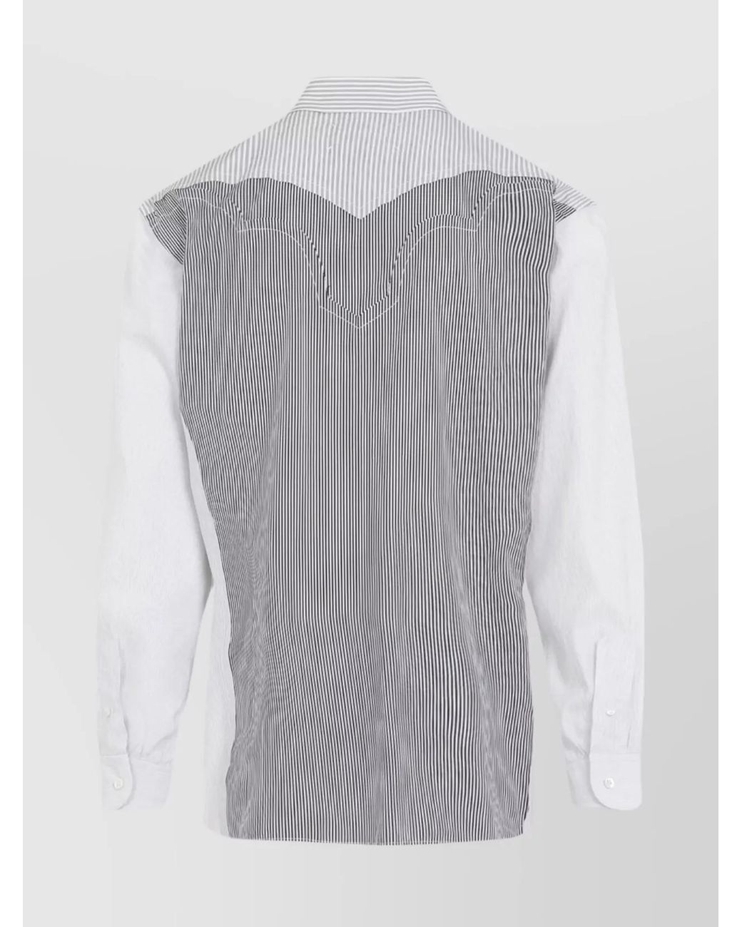 Maison Margiela Gray Striped Patchwork Cotton Shirt for men