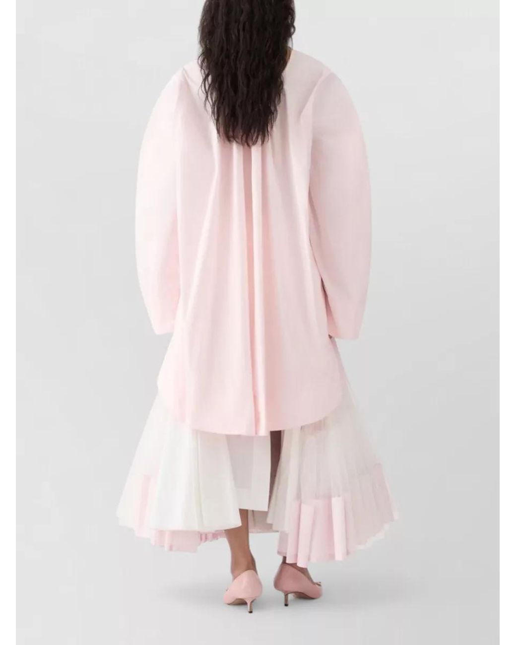 Jacquemus Pink Textured V-Neck Long-Sleeve Asymmetric Hem Mini Dress