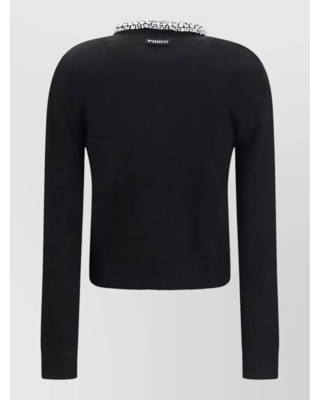 Pinko Blue Cashmere Wool Slim-Fit Jewel-Embellished Collar Cardigan