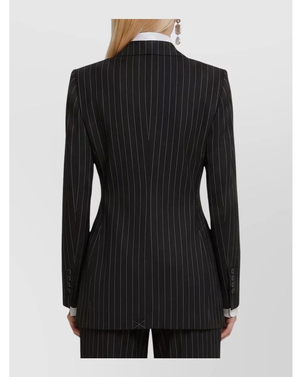 Dolce & Gabbana Black Wool Blend Chalk Stripe Double-Breasted Jacket