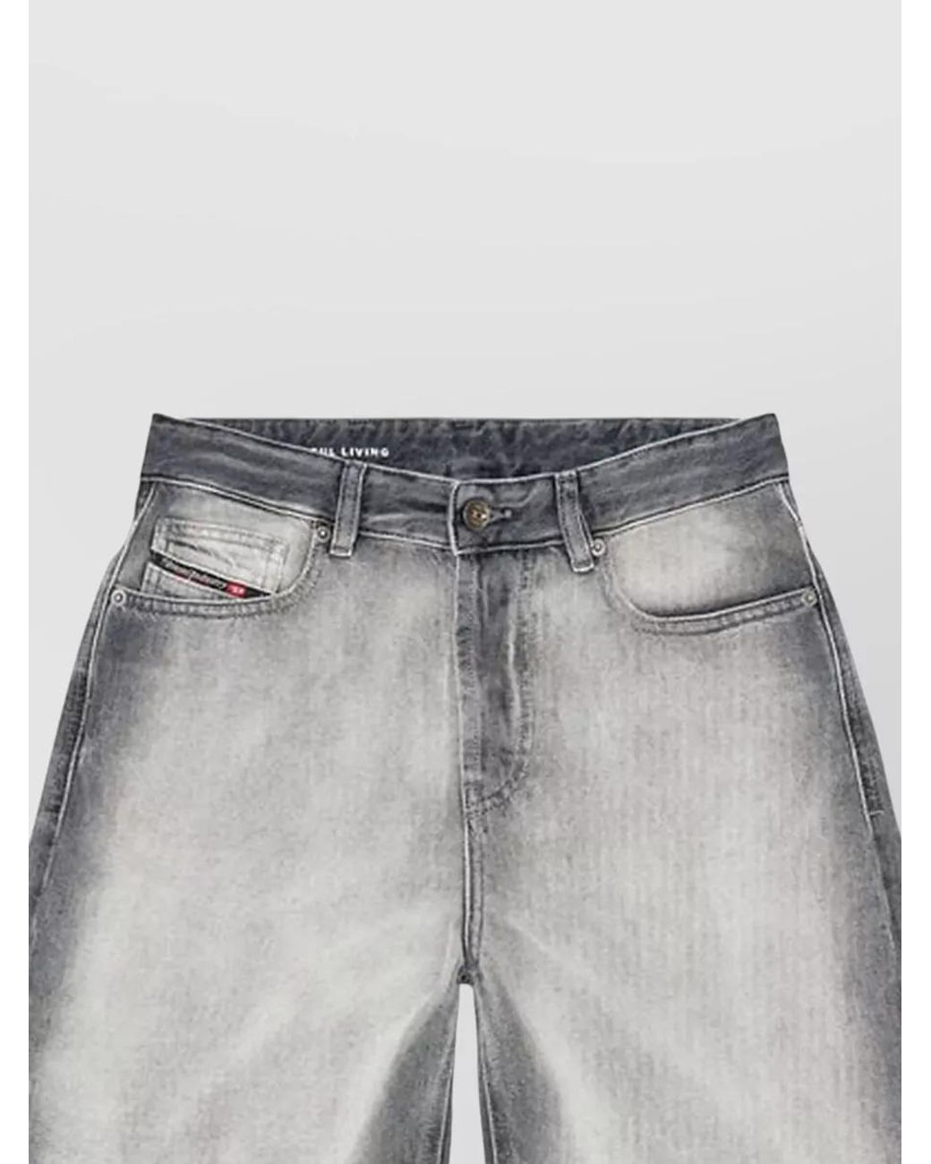 DIESEL Gray Denim Gradient-Wash Mid-Rise Relaxed-Fit Knee-Length Shorts