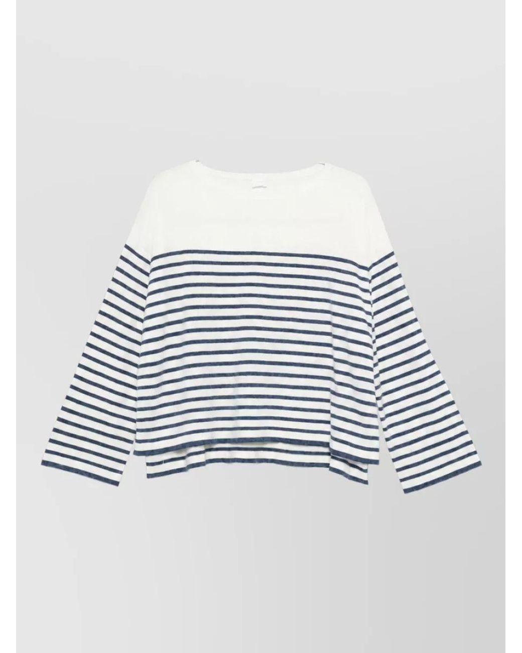 C.t. Plage Metallic Striped Boat Neck Long Sleeve Cotton Cashmere Sweater