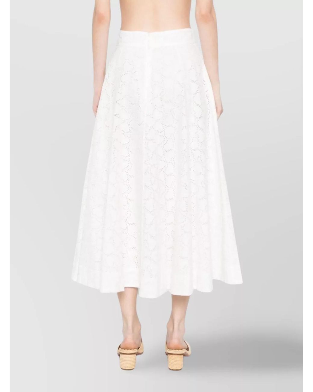 Zimmermann White Crush Cotton Midi Skirt