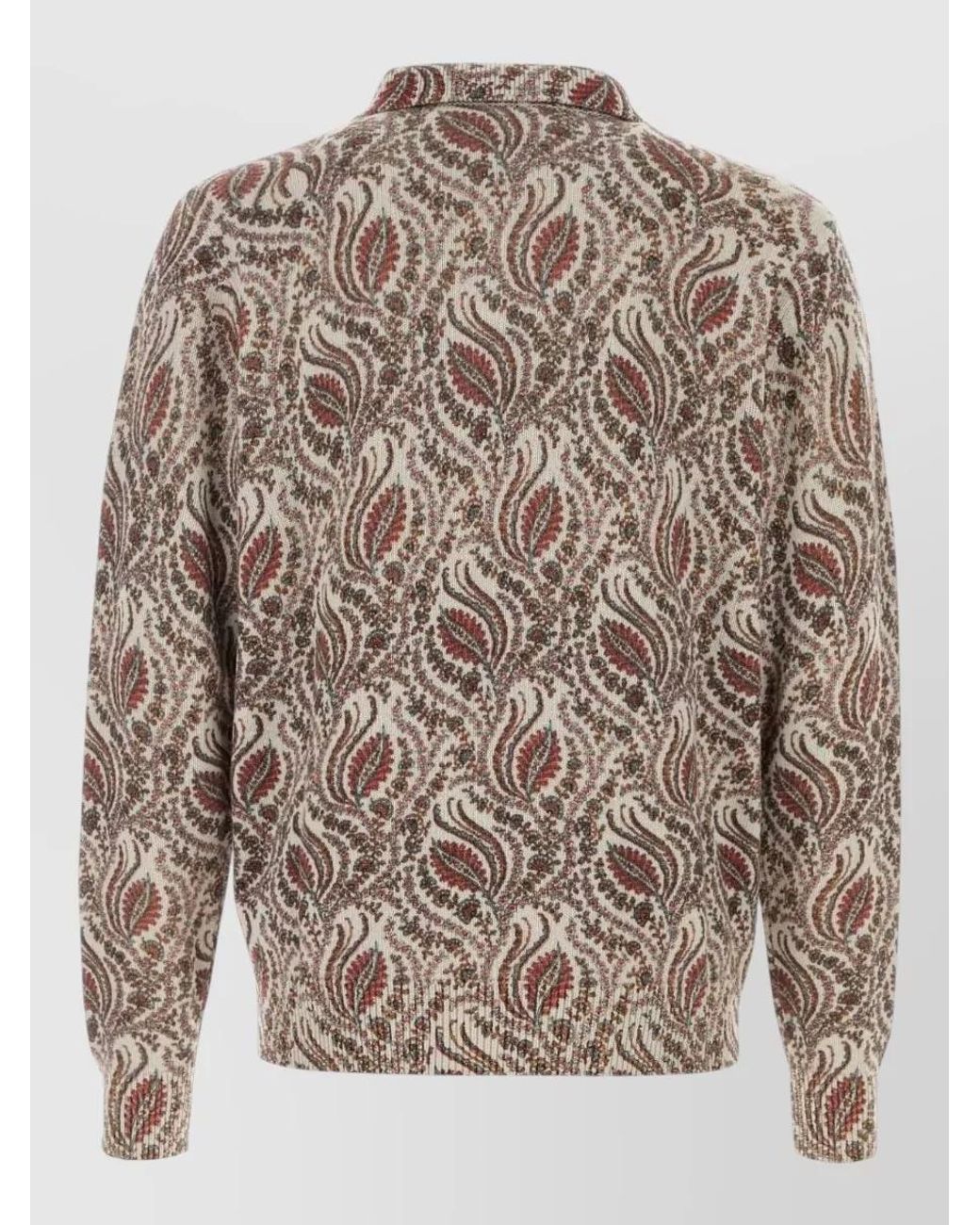 Etro Brown Wool Polo Shirt Paisley Pattern Knit for men