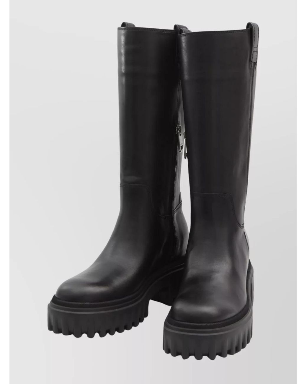 Hogan Black Leather High Boots