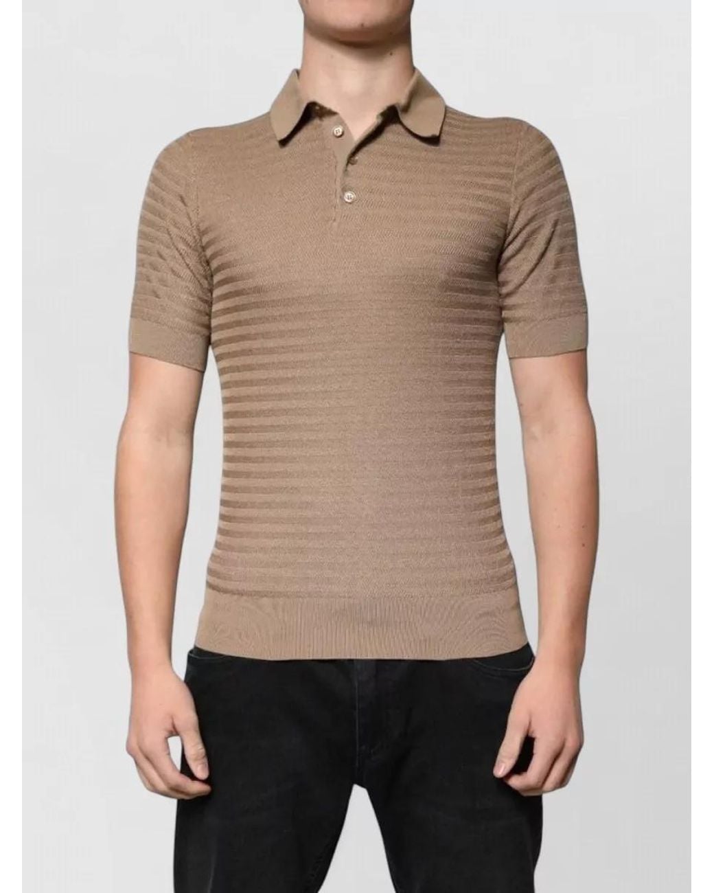 Dolce & Gabbana Brown Silk Short-Sleeve Polo Shirt for men
