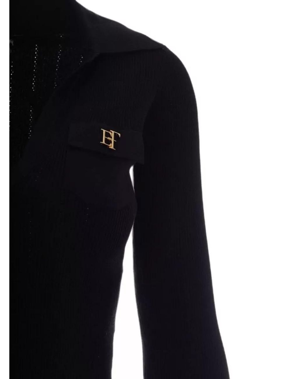 Elisabetta Franchi Blue Silk-Blend Knee-Length Knitted Dress
