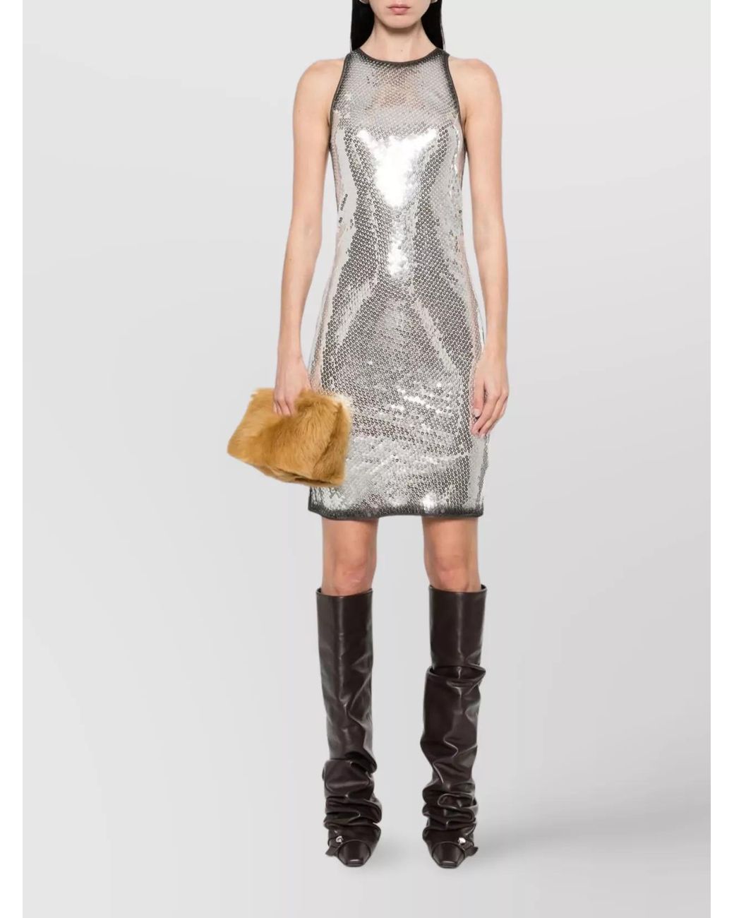 The Attico White Sequin-Embellished Sleeveless Mini Dress