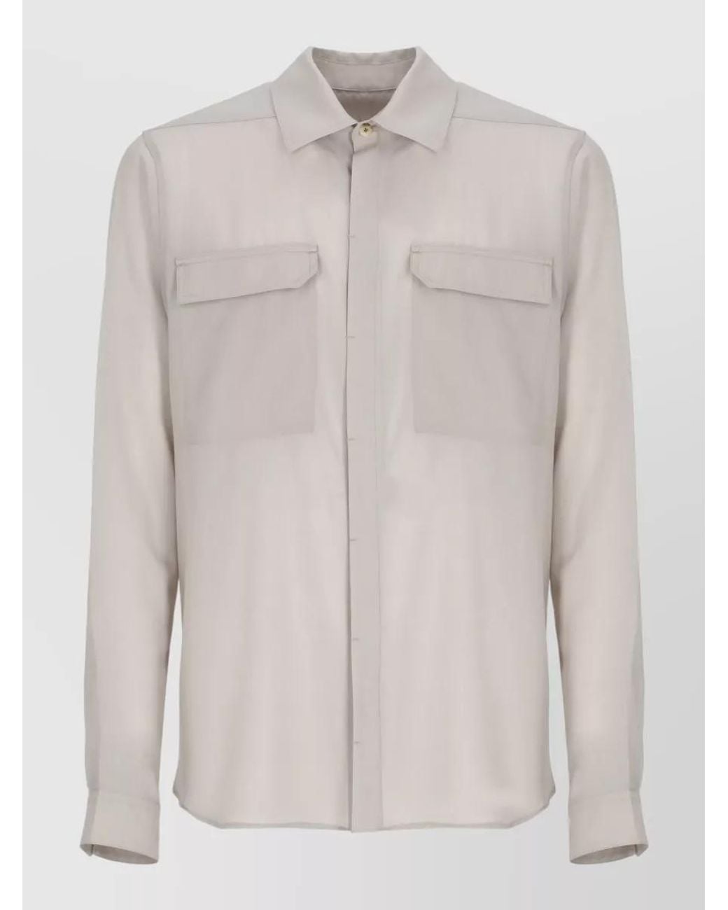 Rick Owens White Wool Long-Sleeve Shirt for men