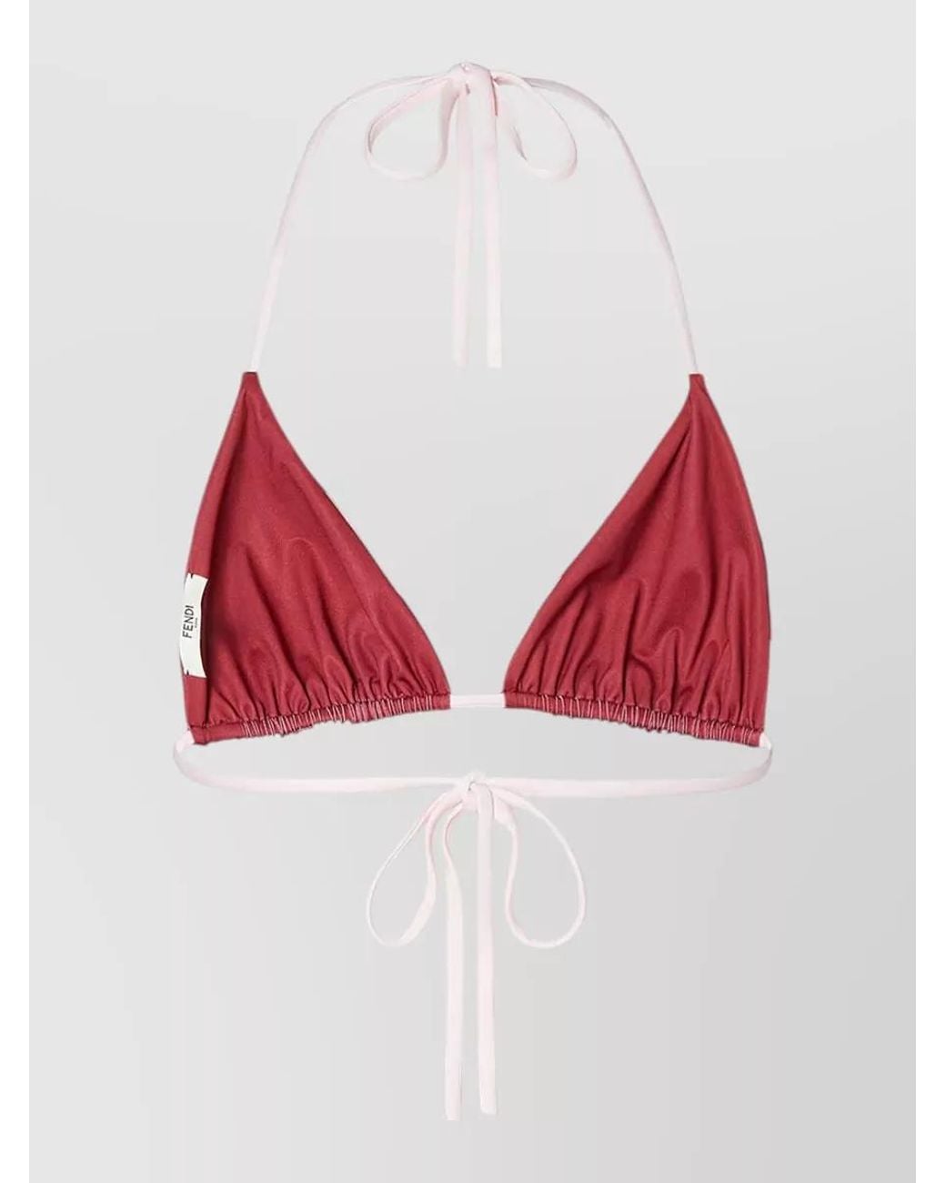 Fendi Red Printed Reversible Triangle Bikini Top