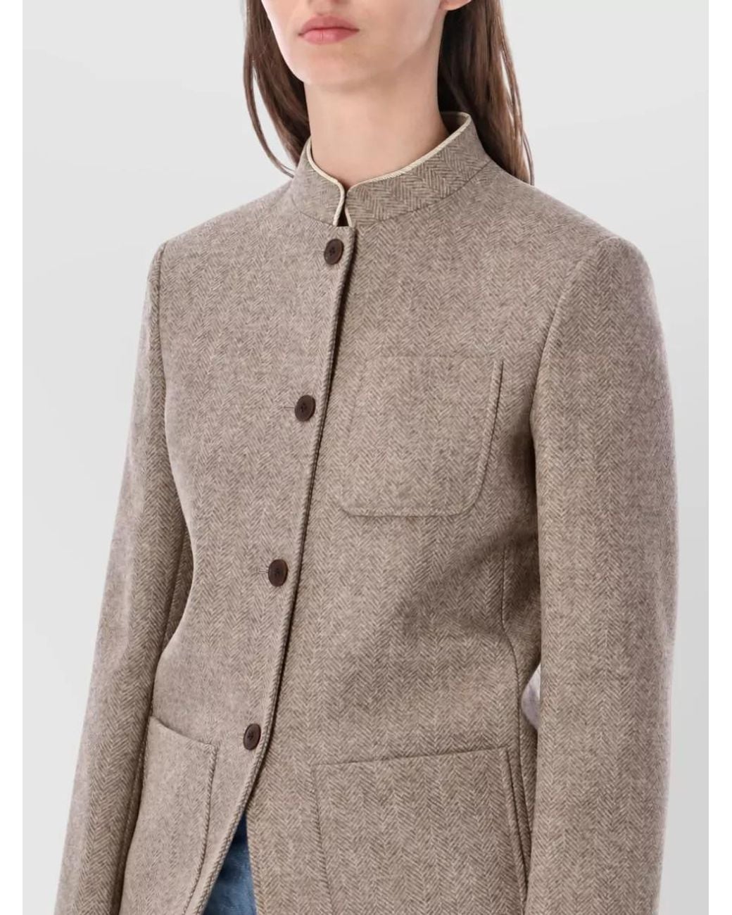 Fortela Blue Virgin Wool Single-Breasted Coat