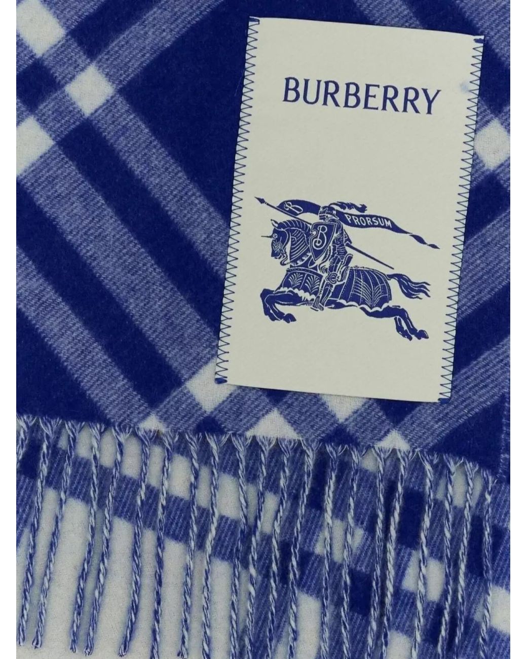 Burberry Blue Check Motif Cashmere Scarf
