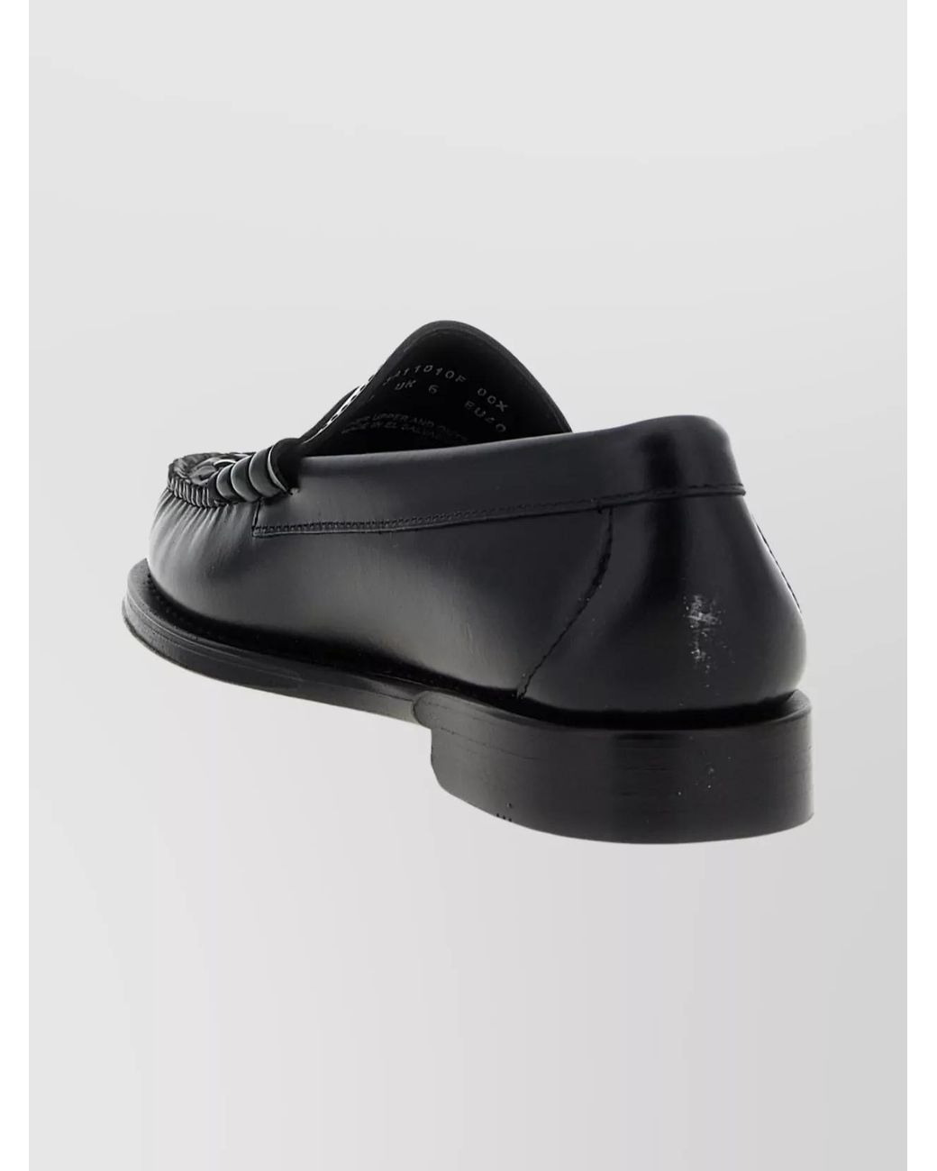 G.H.BASS Black Leather Weejuns Larson Weave Loafers for men