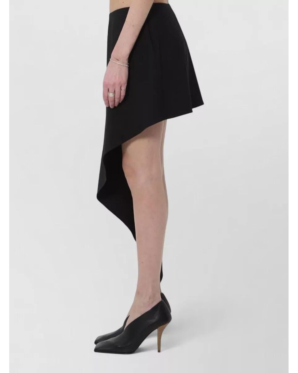 Alaïa Black Virgin Wool Asymmetric Mid-Rise Mini Skirt