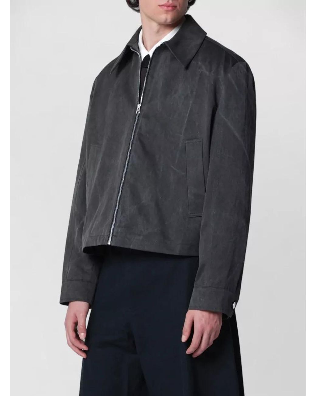 Séfr Black Cotton Zip-Up Jacket for men