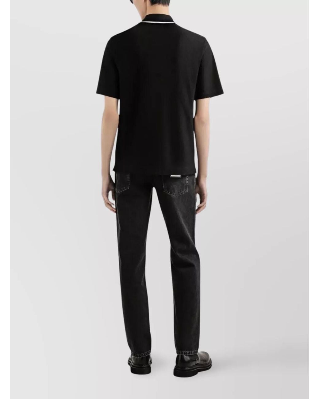 Dolce & Gabbana Black Cotton Piqué Short-Sleeve Polo Shirt for men