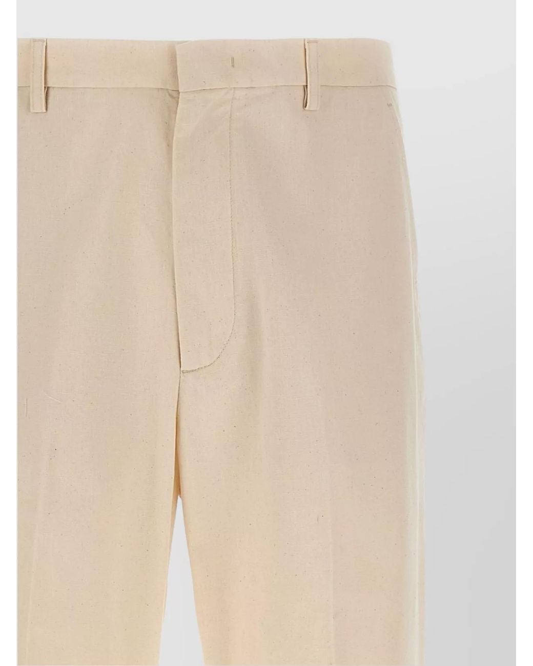 Valentino Garavani Natural Cotton High-Rise Straight-Leg Turn-Up Trousers for men