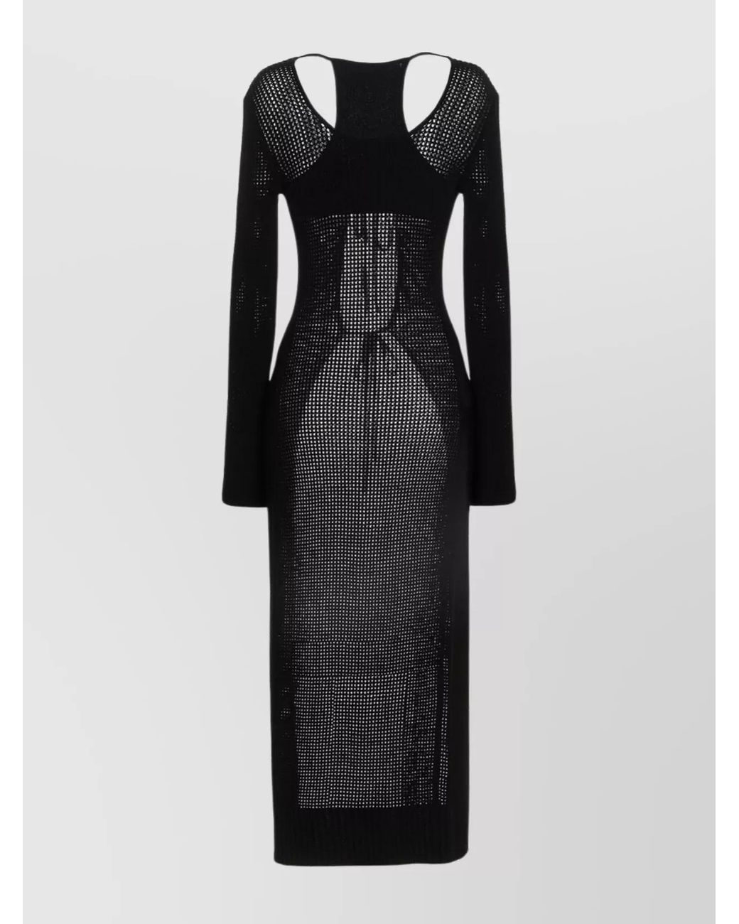 ANDREADAMO Black Openwork Long Knitted Dress