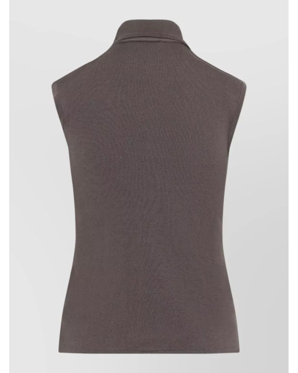 Lemaire Brown Asymmetric Sleeveless Fine-Knit Vest