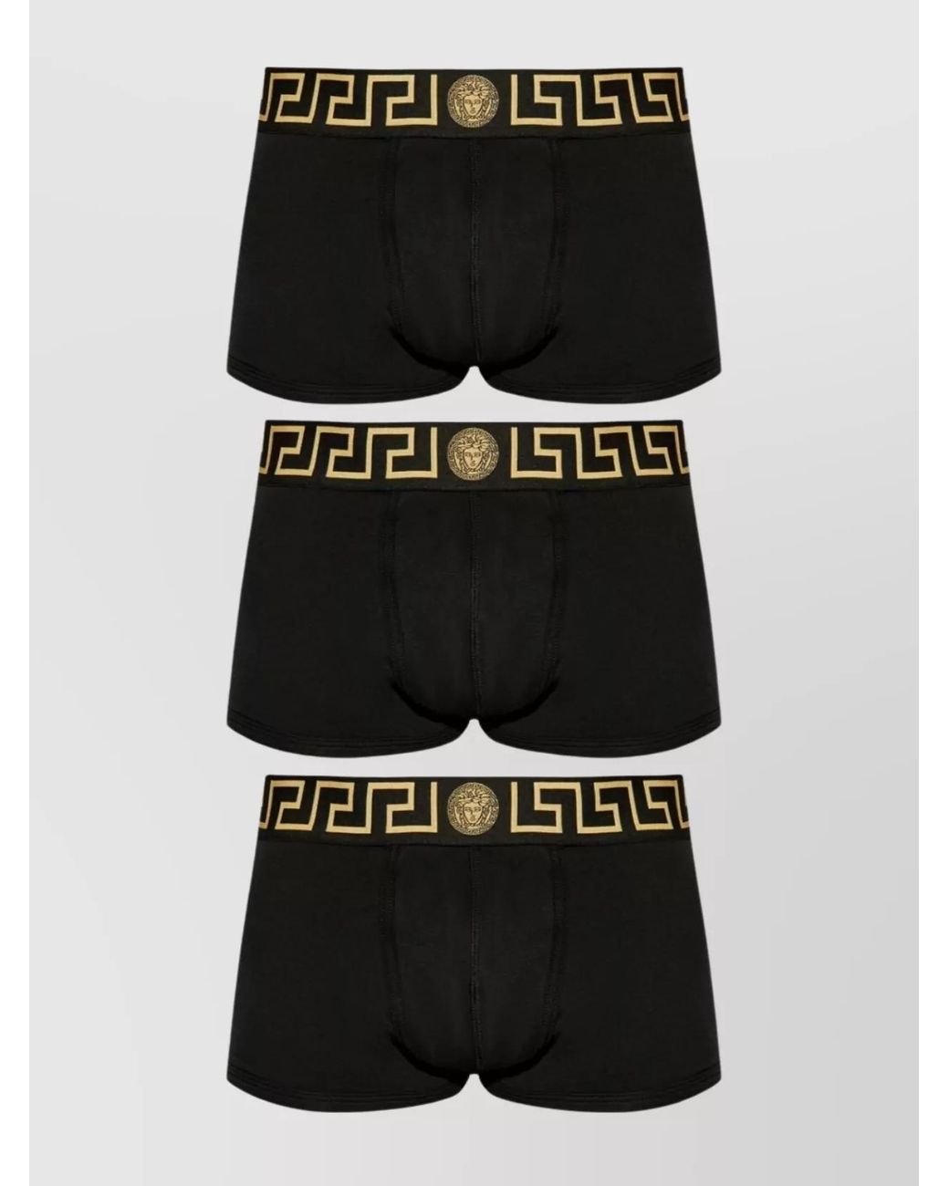 Versace Organic Cotton Logo-Waistband Boxer Briefs 3-Pack in Black for ...