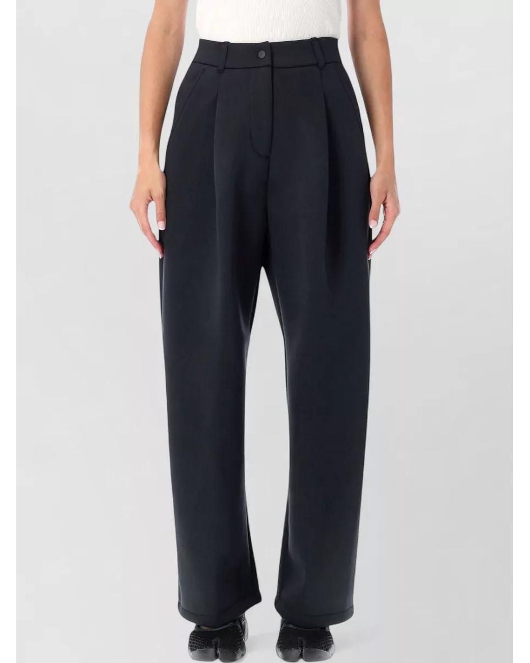 Nike Blue Fleece Mid-Rise Pleated Wide-Leg Trousers