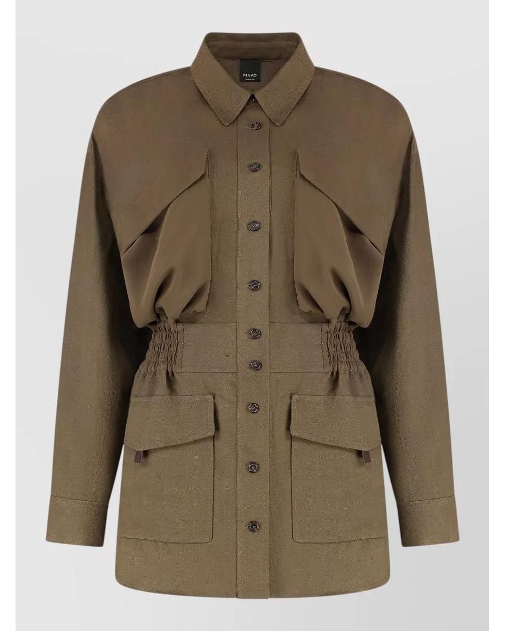 Pinko Green Viscose Linen Overshirt Jacket