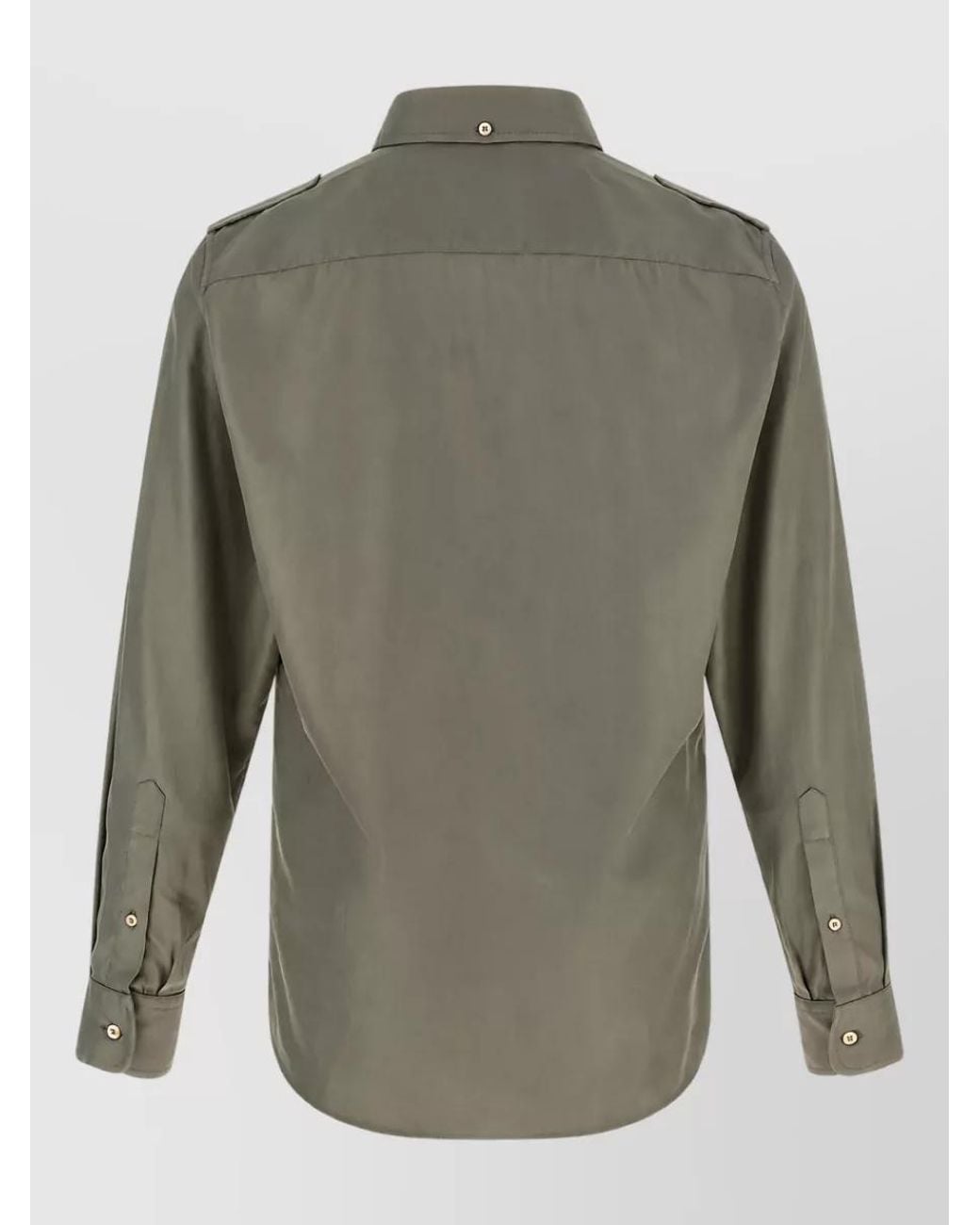 Brunello Cucinelli Green Chevron Cotton Shirt for men