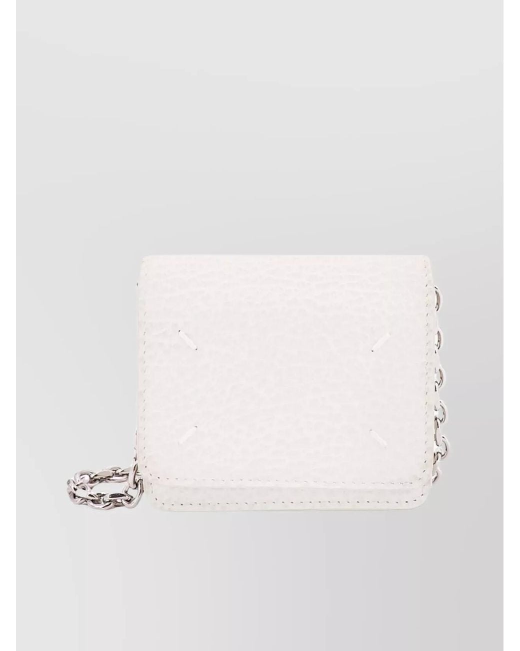 Maison Margiela Natural Iconic Stitching Leather Card Holder With Chain Strap