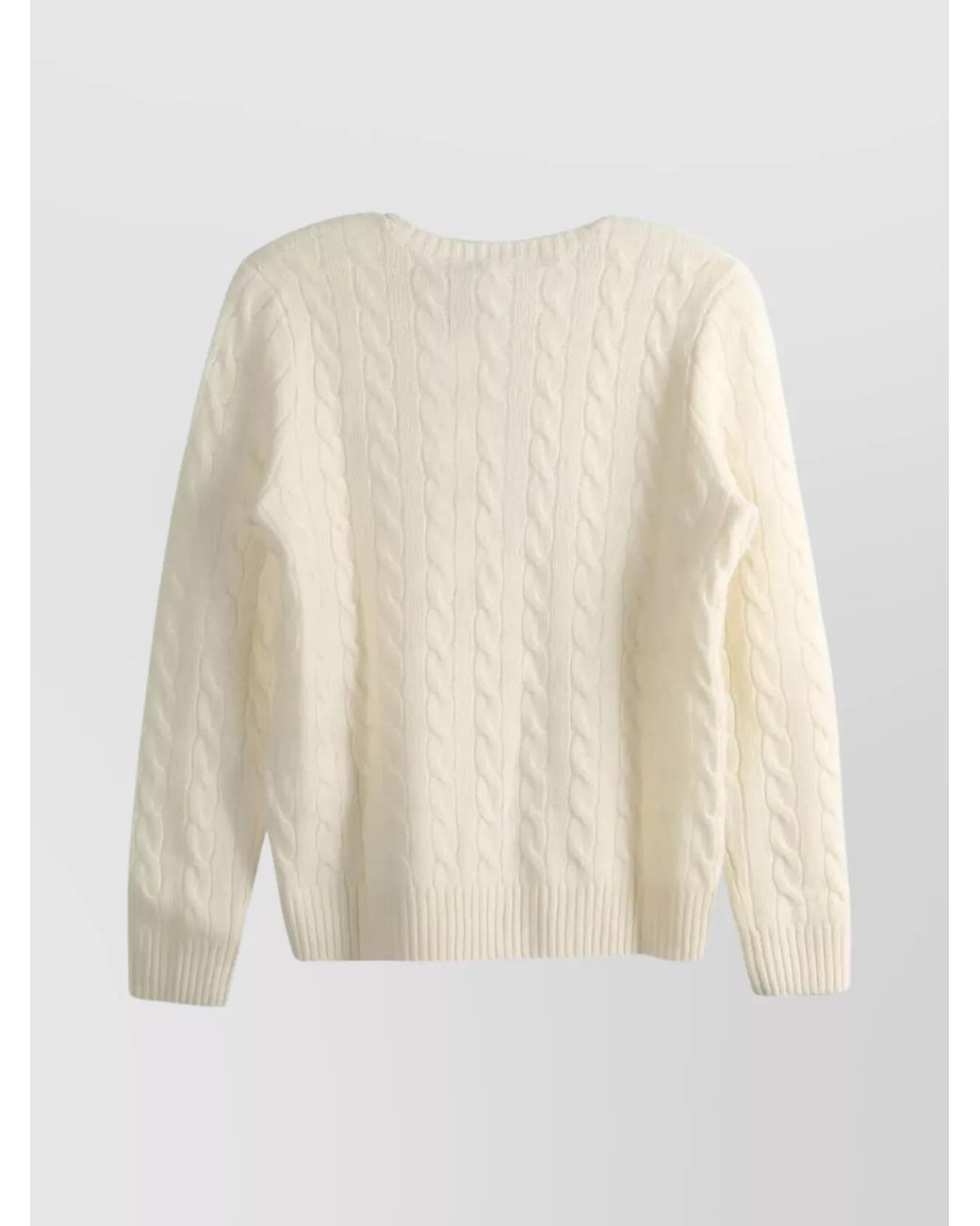 Polo Ralph Lauren Natural Cashmere Blend Slim Fit Cable Knit Crewneck Jumper