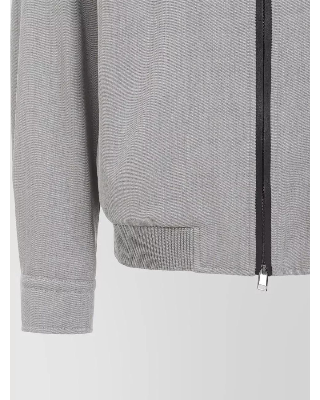 Brioni Gray Wool Zip-Up Blouson Jacket for men