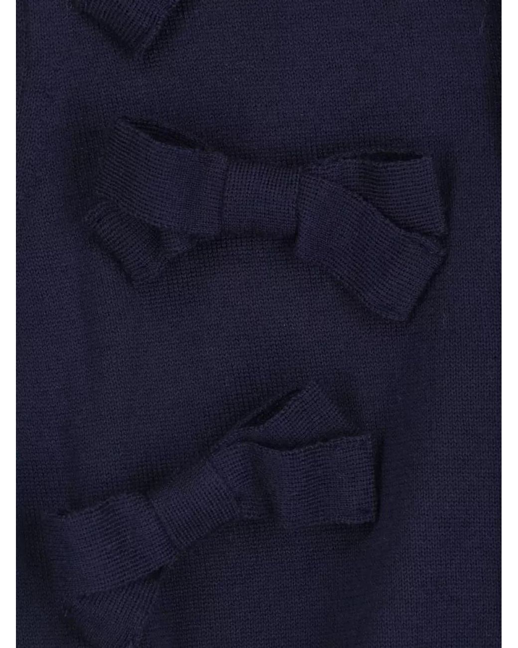 Comme des Garçons Blue Crewneck Wool Cardigan