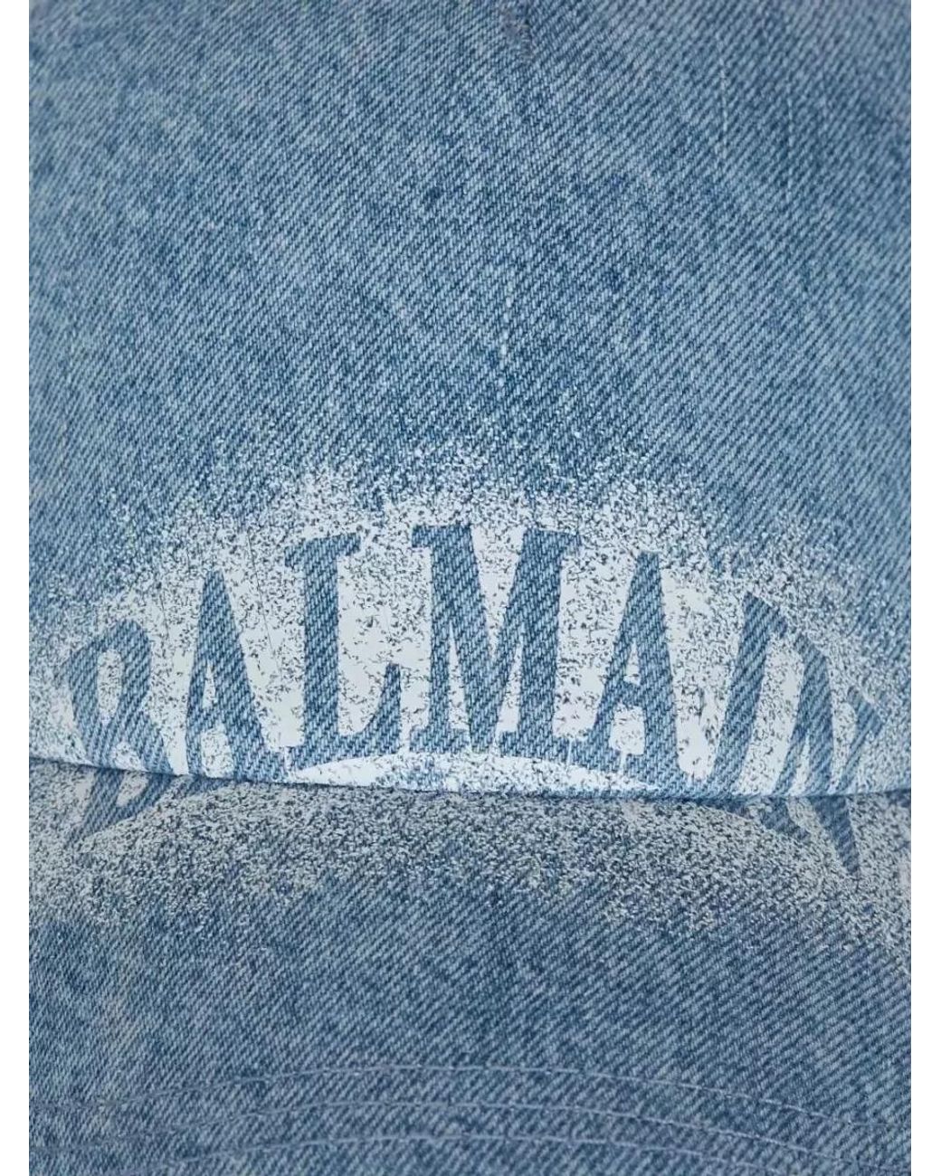 Balmain Blue Denim Logo-Print Baseball Cap for men
