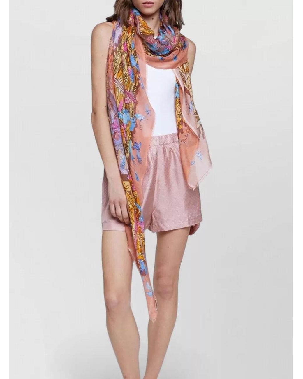Faliero Sarti Pink Silk-Blend Stole