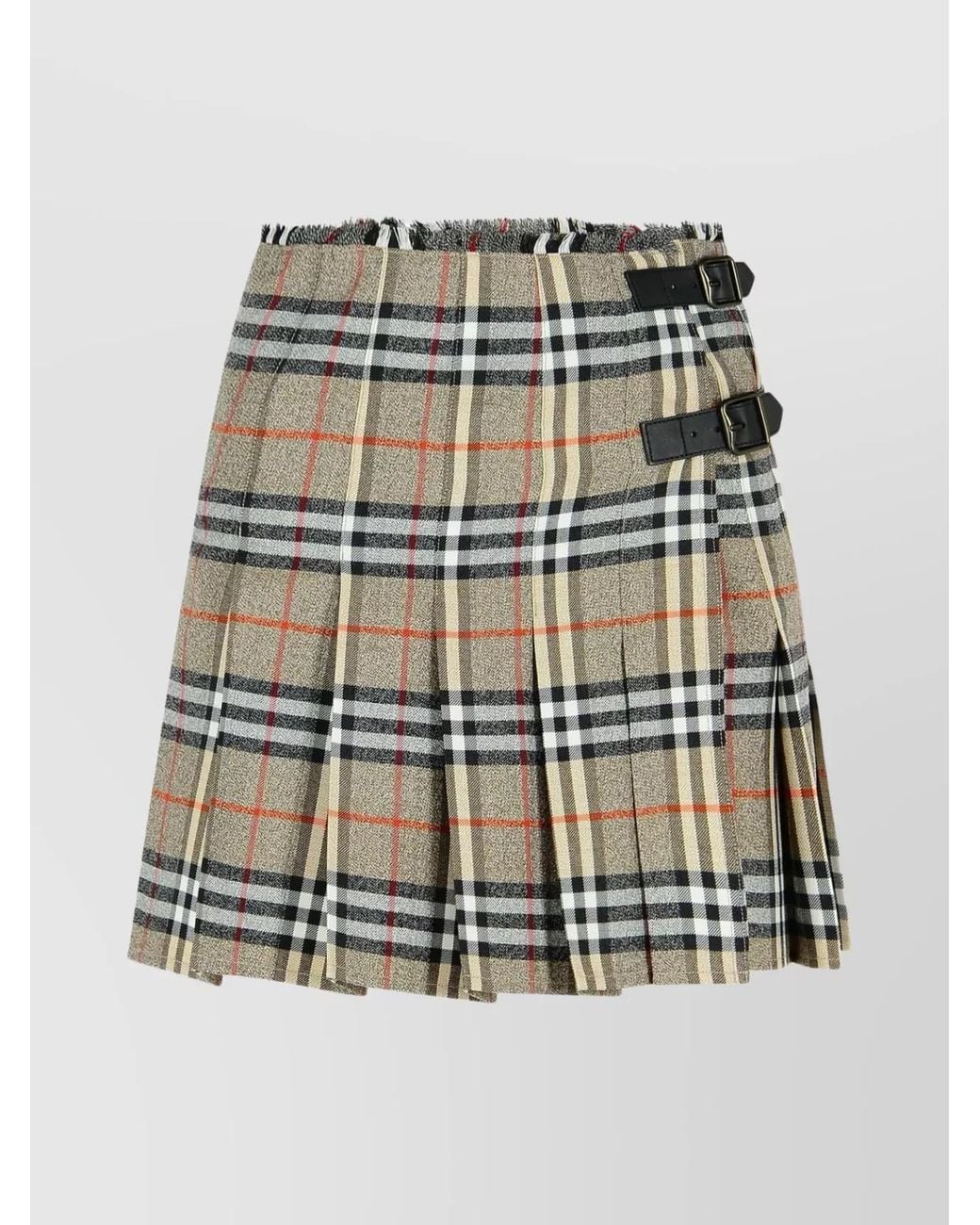 Burberry Gray Wool Pleated Mini Skirt
