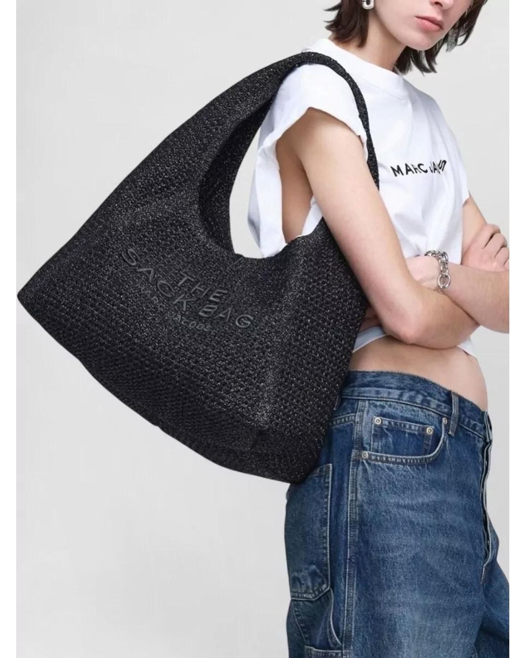 Marc Jacobs Black The Sack Crochet Shoulder Bag