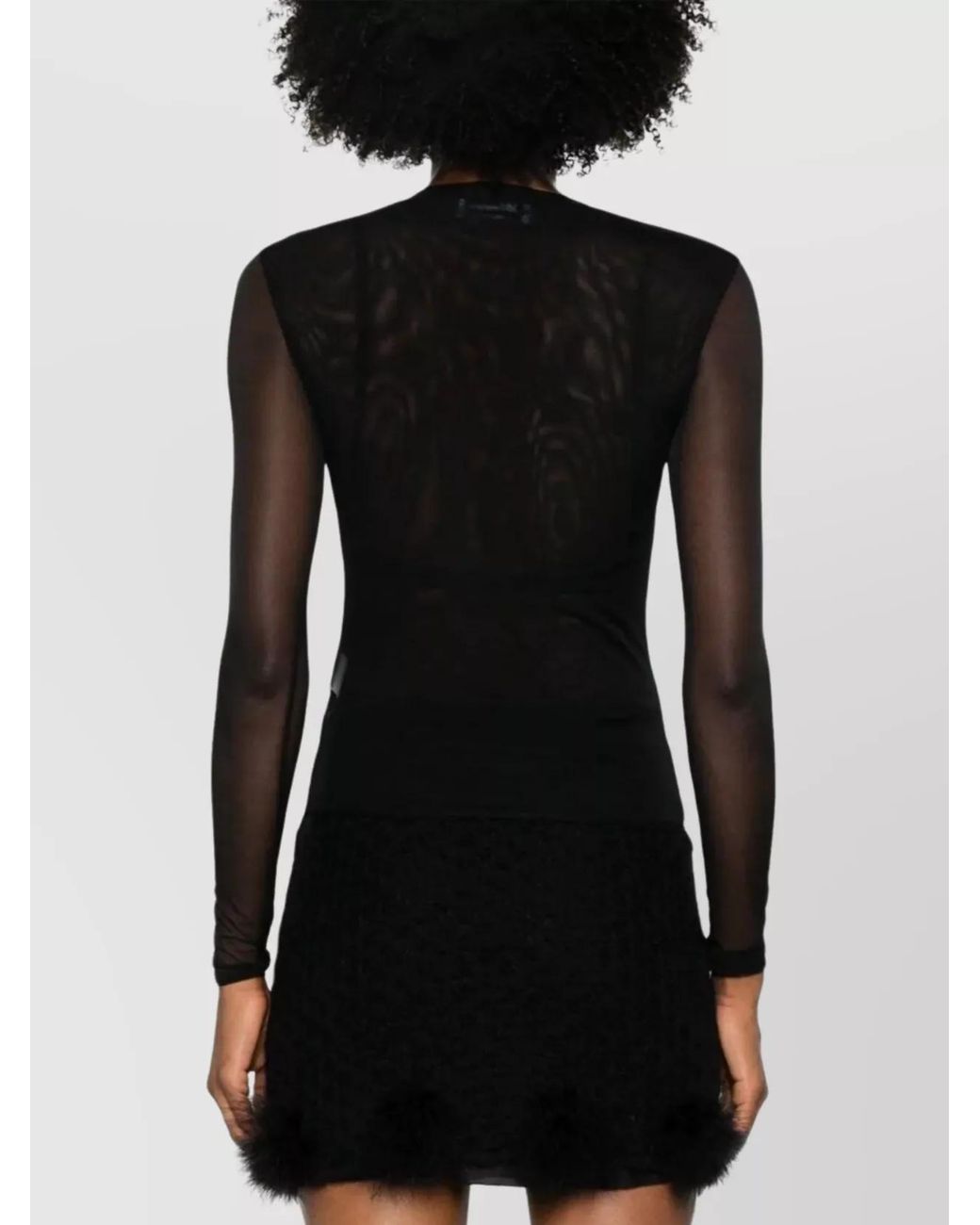 Blumarine Black Sheer Logo-Print Knitted Top