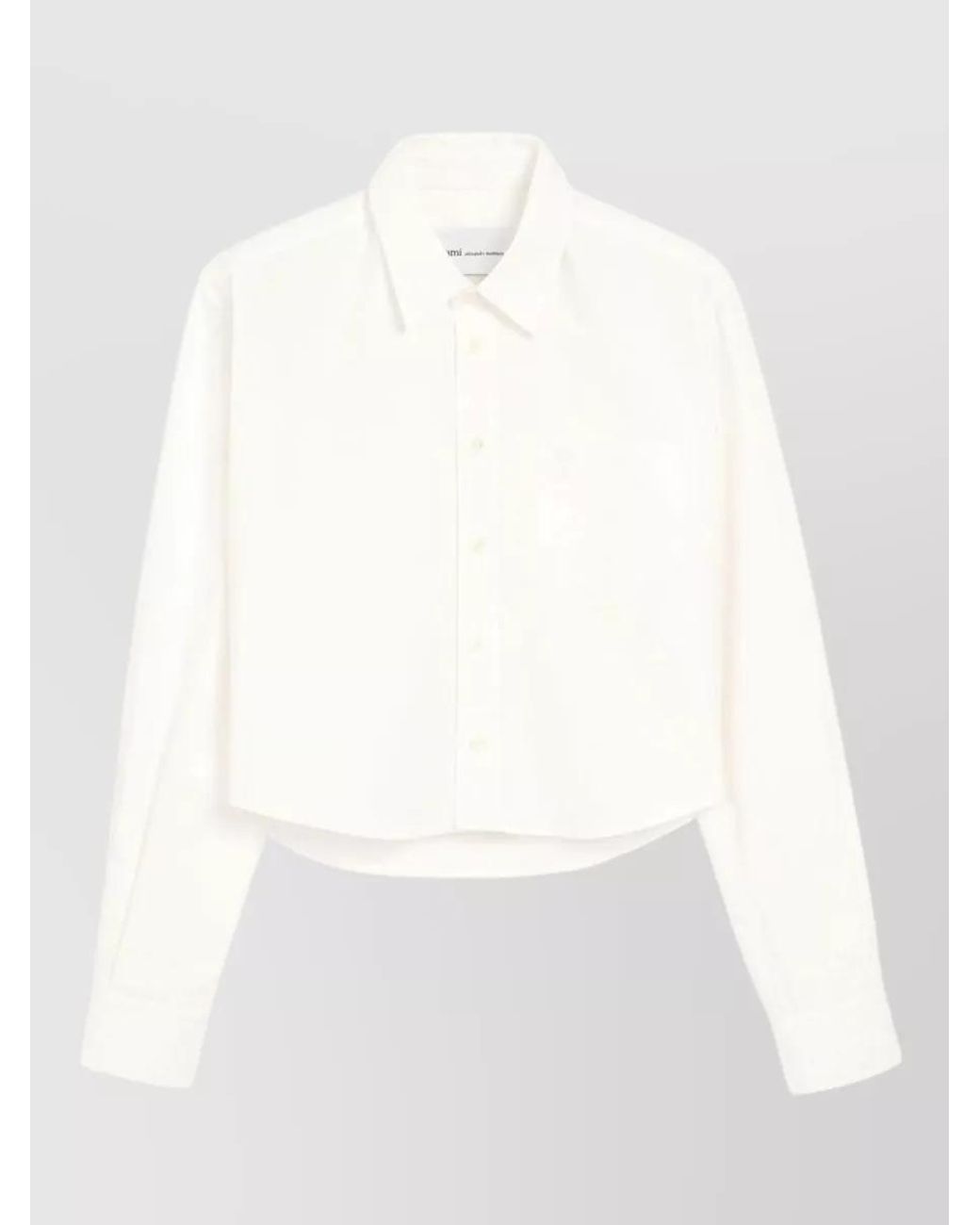 AMI White Cotton Cropped Shirt