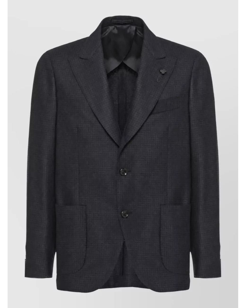 Lardini Black Cashmere Wool Houndstooth Suit Jacket for men