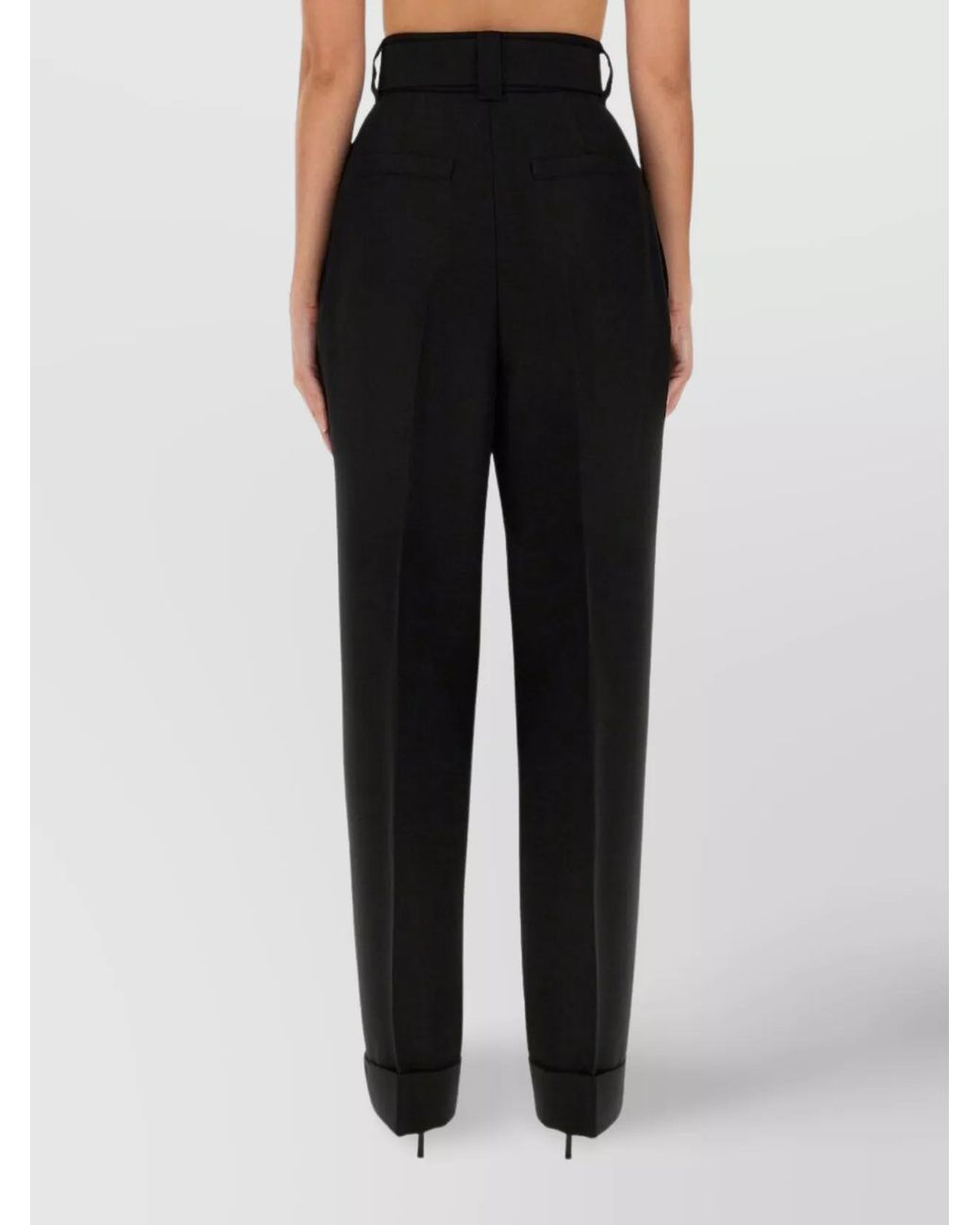 Max Mara Black Virgin Wool Tailored Trousers