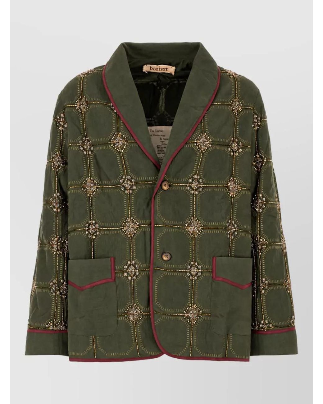 BAZISZT Green Cotton Padded Coat for men