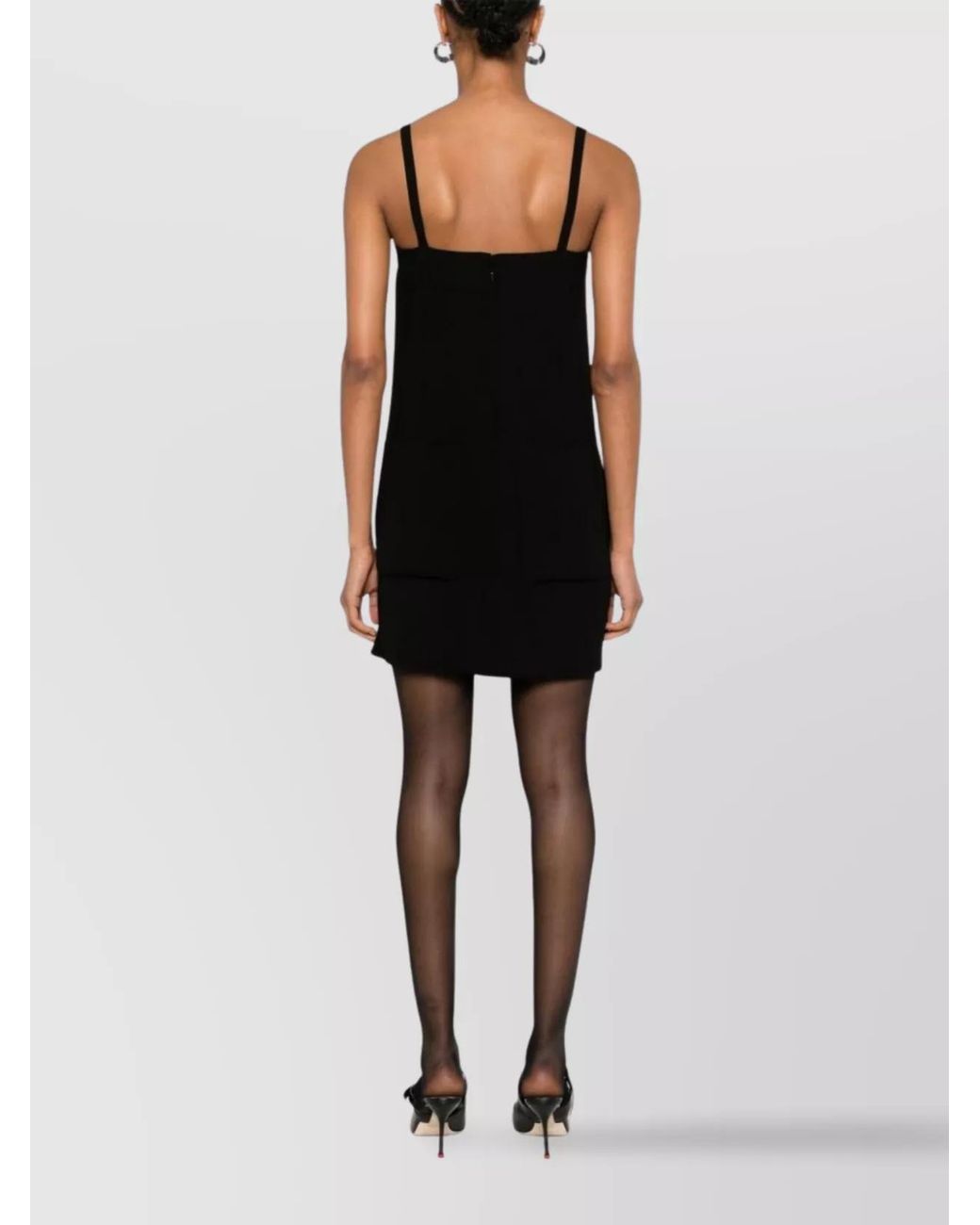 Max Mara Black Crystal-Embellished Sleeveless Square-Neck Mini Dress