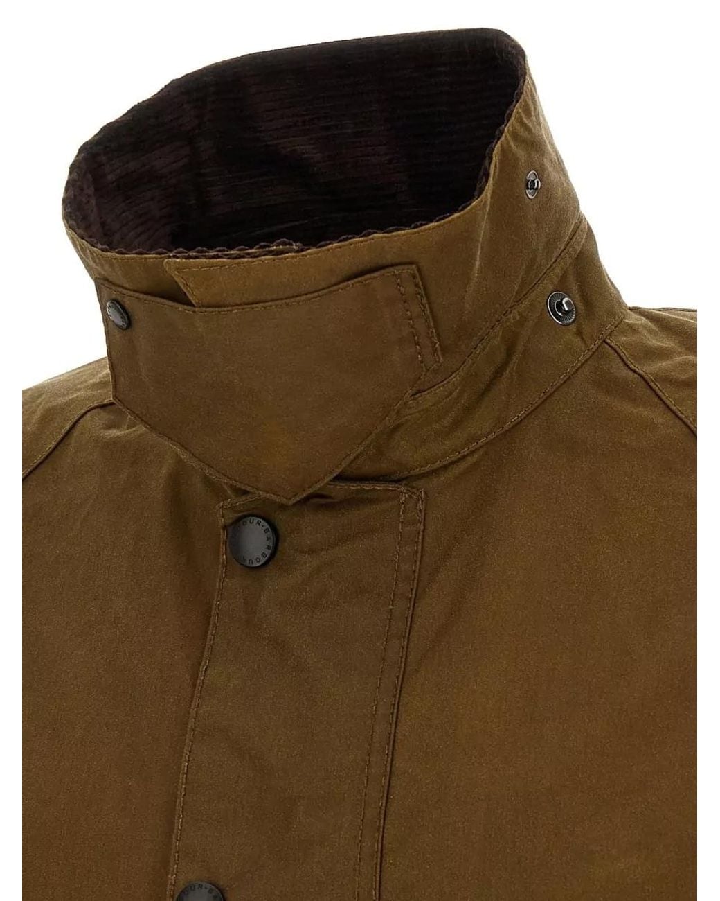 Barbour Brown Waxed Cotton Single Breasted Coat for men